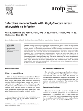 Infectious Mononucleosis with Staphylococcus Aureus Pharyngitis Co-Infection