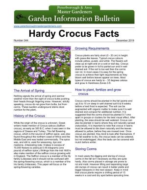 Hardy Crocus Facts Number 044 December 2019