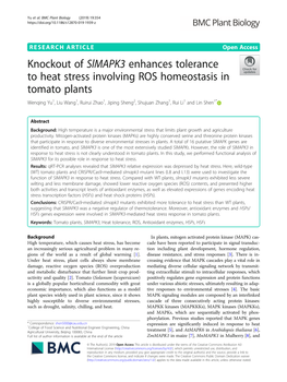 Knockout of Slmapk3 Enhances Tolerance to Heat Stress Involving