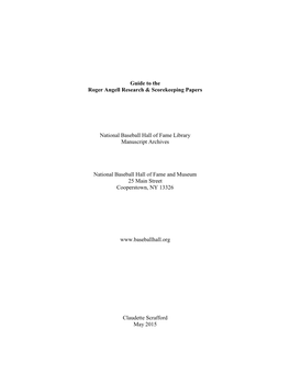 BA MSS 236 BL-58.2015 Title Roger Angell Research & Scorekeeping Papers