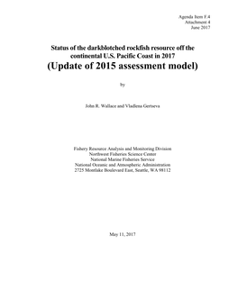 Update of 2015 Assessment Model