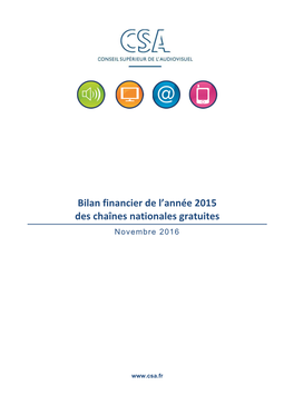 Bilan Financier De L'année 2015 Des Chaînes Nationales Gratuites