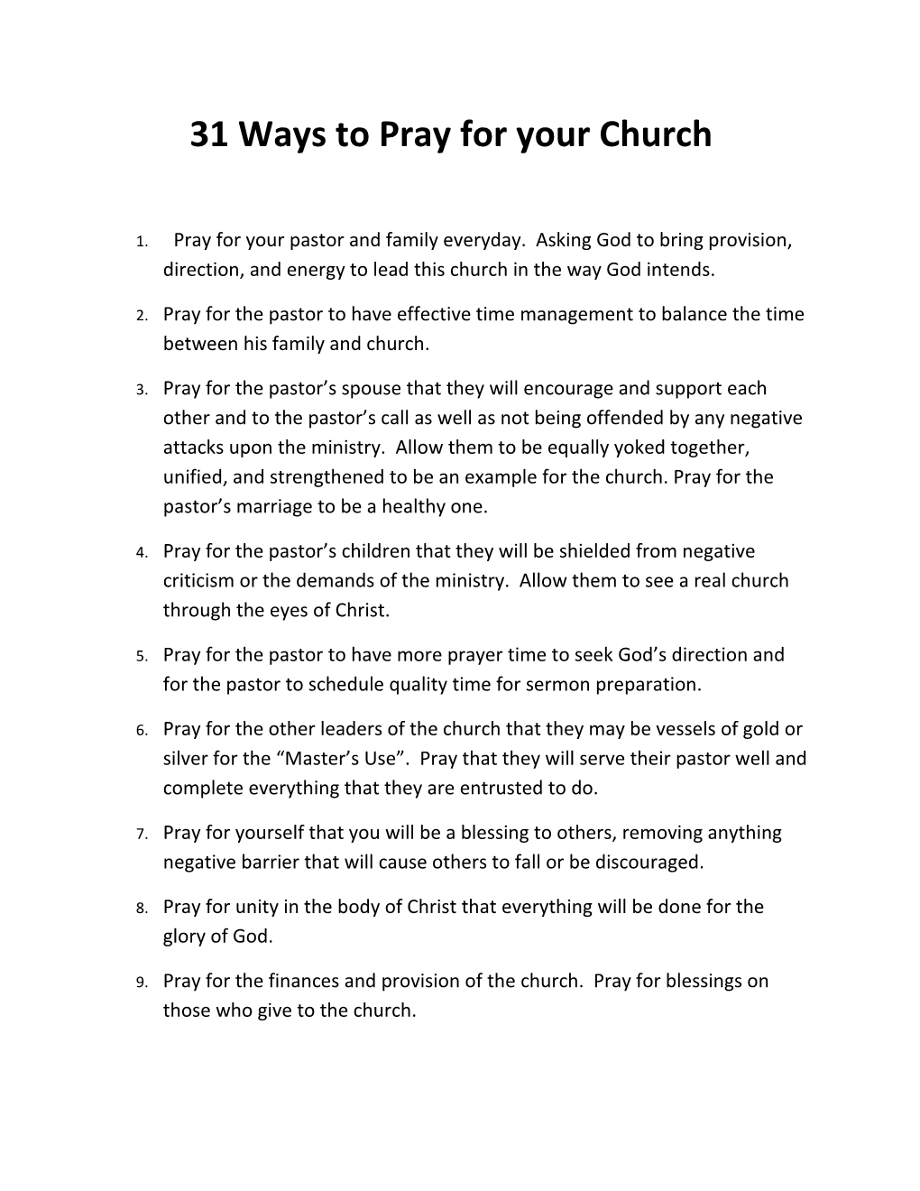 31 Ways to Pray for Your Church