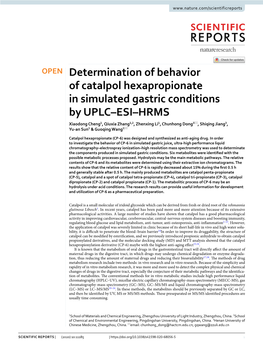 Determination of Behavior of Catalpol Hexapropionate in Simulated Gastric
