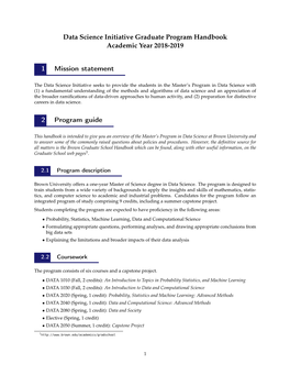 Data Science Initiative Graduate Program Handbook Academic Year 2018-2019