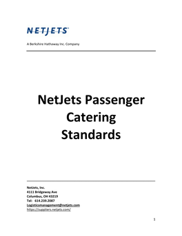 Netjets Passenger Catering Standards