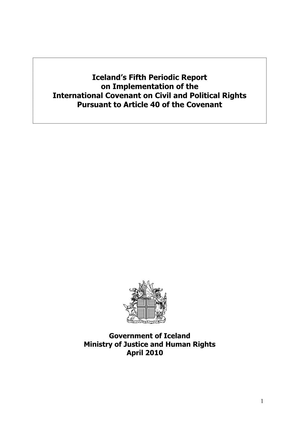 Iceland's Fifth Periodic Report on Implementation of the International