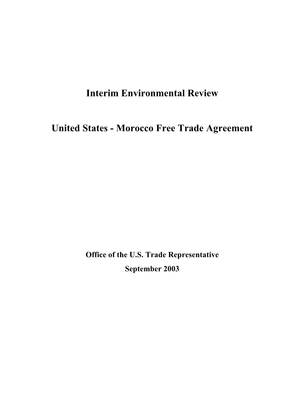 Interim Environmental Review United States