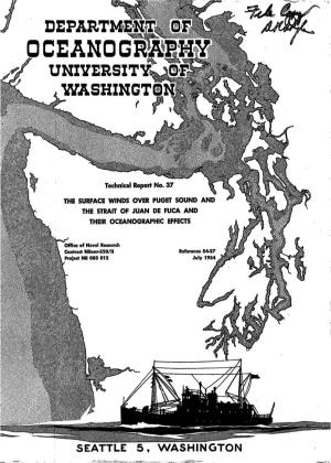 SEATTLE 5, WASHINGTON Universll~ of WASHINGTON DEPARTMENT of OCEANOGRAPHY (Formerly Oceanographic Laboratories) Seattle, Washington