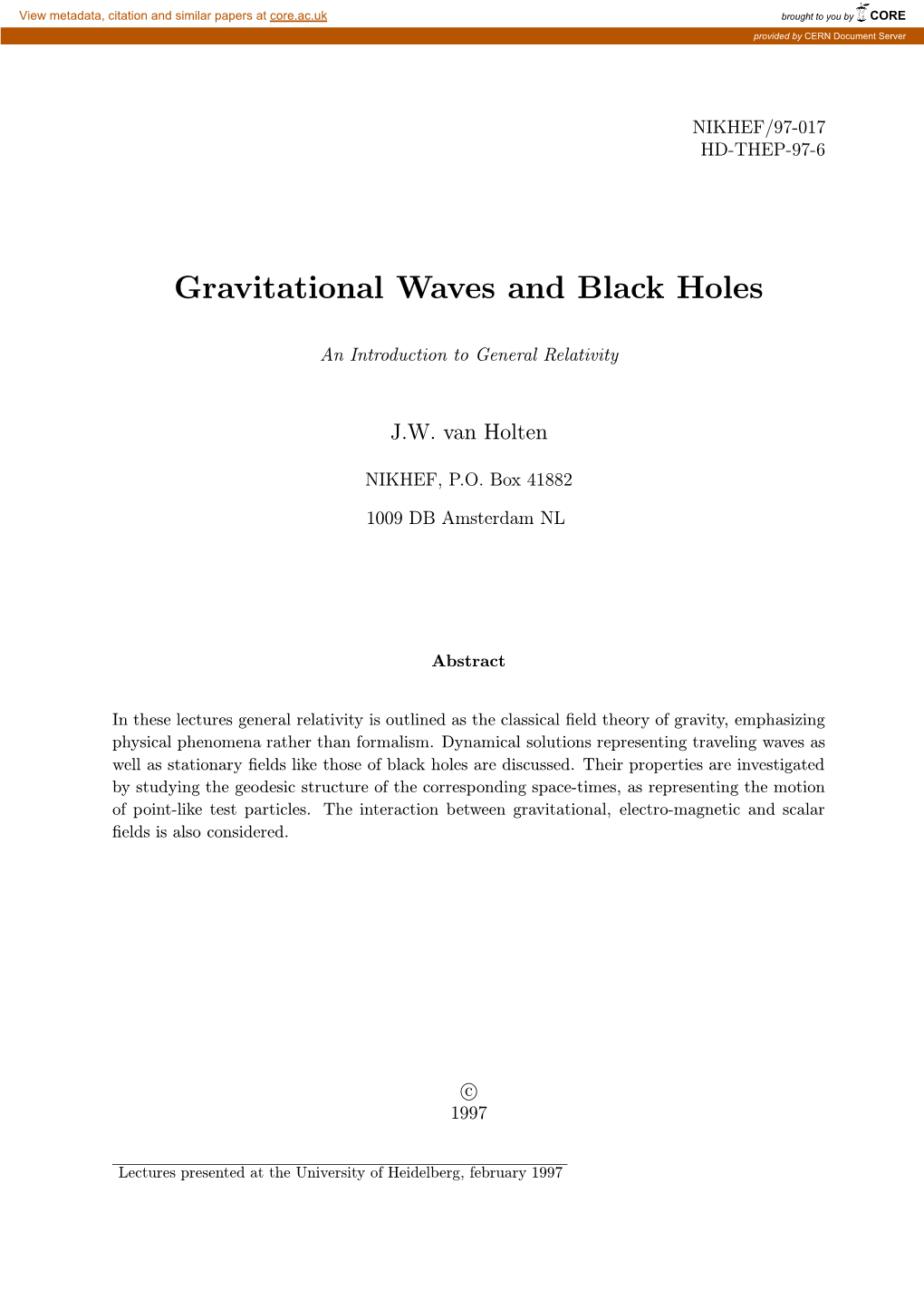 Gravitational Waves and Black Holes