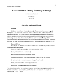 Childhood-Onset Fluency Disorder (Stuttering)