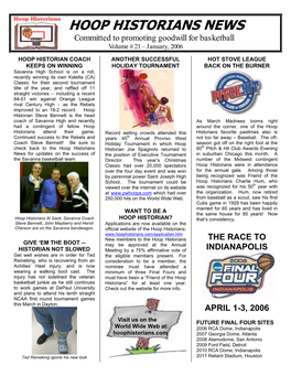 HOOP HISTORIANS NEWS Committed to Promoting Goodwill for Basketball Volume # 21 – January, 2006