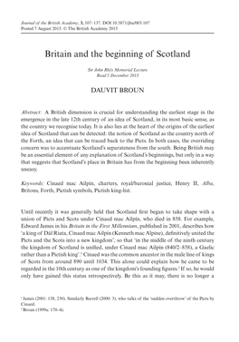 Britain and the Beginning of Scotland