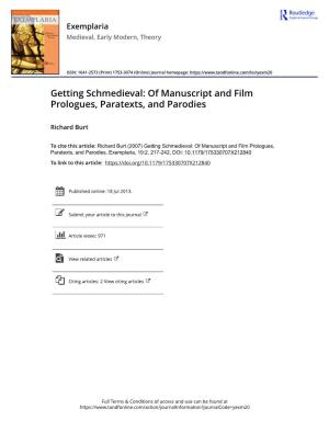 Getting Schmedieval: of Manuscript and Film Parodies, Prologues, And