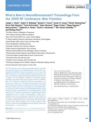 Proceedings from the 2009 NF Conference: New Frontiers Joseph L