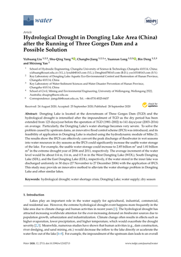 Hydrological Drought in Dongting Lake Area (China) After the Running of Three Gorges Dam and a Possible Solution