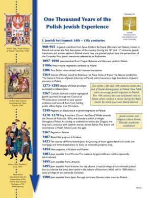 One Thousand Years of the Polish Jewish Experience