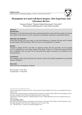 Meatoplasty in Canal Wall Down Surgery