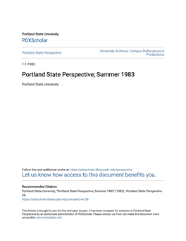 Portland State Perspective; Summer 1983