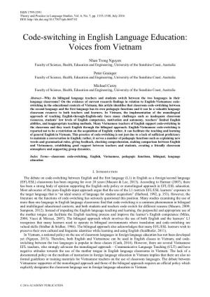 Code-Switching in English Language Education: Voices from Vietnam