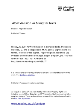 Word Division in Bilingual Texts