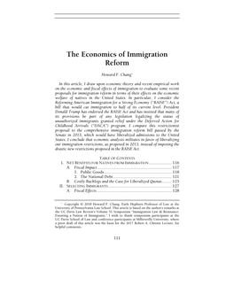The Economics of Immigration Reform