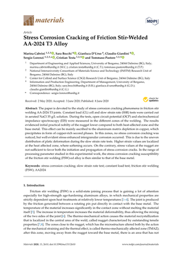 Stress Corrosion Cracking of Friction Stir-Welded AA-2024 T3 Alloy