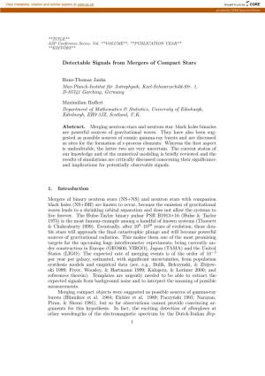 Detectable Signals from Mergers of Compact Stars