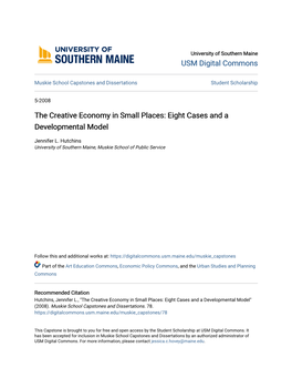 The Creative Economy in Small Places: Eight Cases and a Developmental Model