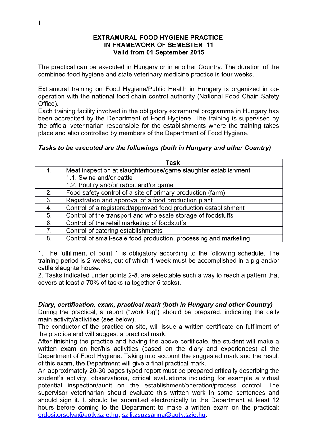 Extramural Food Hygiene Practice