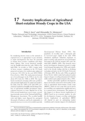 Forestry Implications of Agricultural Short-Rotation Woody Crops in the USA