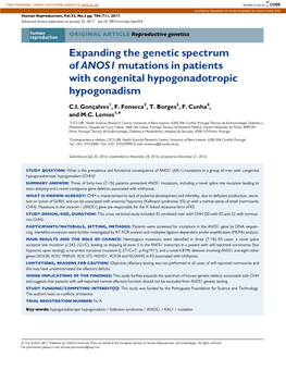 Expanding the Genetic Spectrum of ANOS1 Mutations in Patients with Congenital Hypogonadotropic Hypogonadism