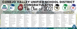 Conejo Valley Unified School District Congratulates