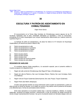 García, Edgar Vinicio 1993 Escultura Y Patrón De Asentamiento En Chimaltenango