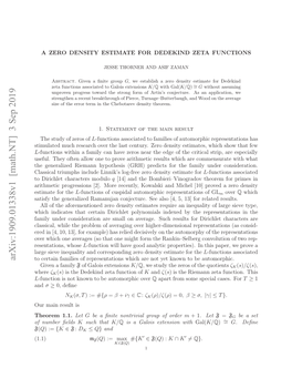 A Zero Density Estimate for Dedekind Zeta Functions 3