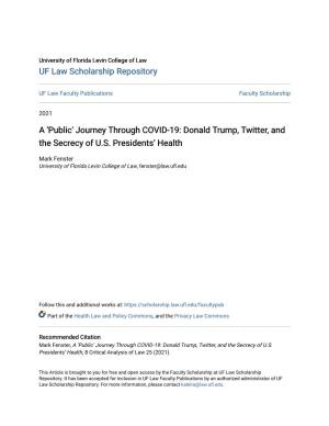 Journey Through COVID-19: Donald Trump, Twitter, and the Secrecy of U.S