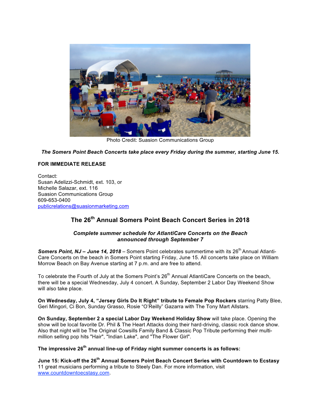 SP 26Th Annual Beach Concert Series