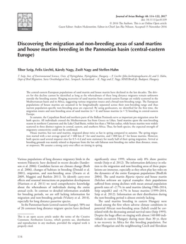 Discovering the Migration and Non-Breeding Areas of Sand Martins and House Martins Breeding in the Pannonian Basin (Central-Eastern Europe)