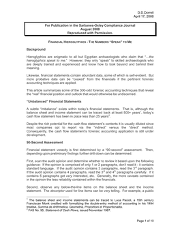 D.D.Dorrell April 17, 2008 for Publication in the Sarbanes-Oxley