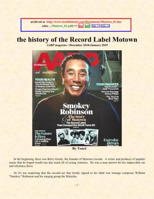 The History of the Record Label Motown AARP Magazine / December 2018-January 2019