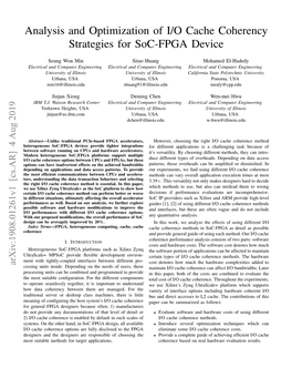 Analysis and Optimization of I/O Cache Coherency Strategies for Soc-FPGA Device