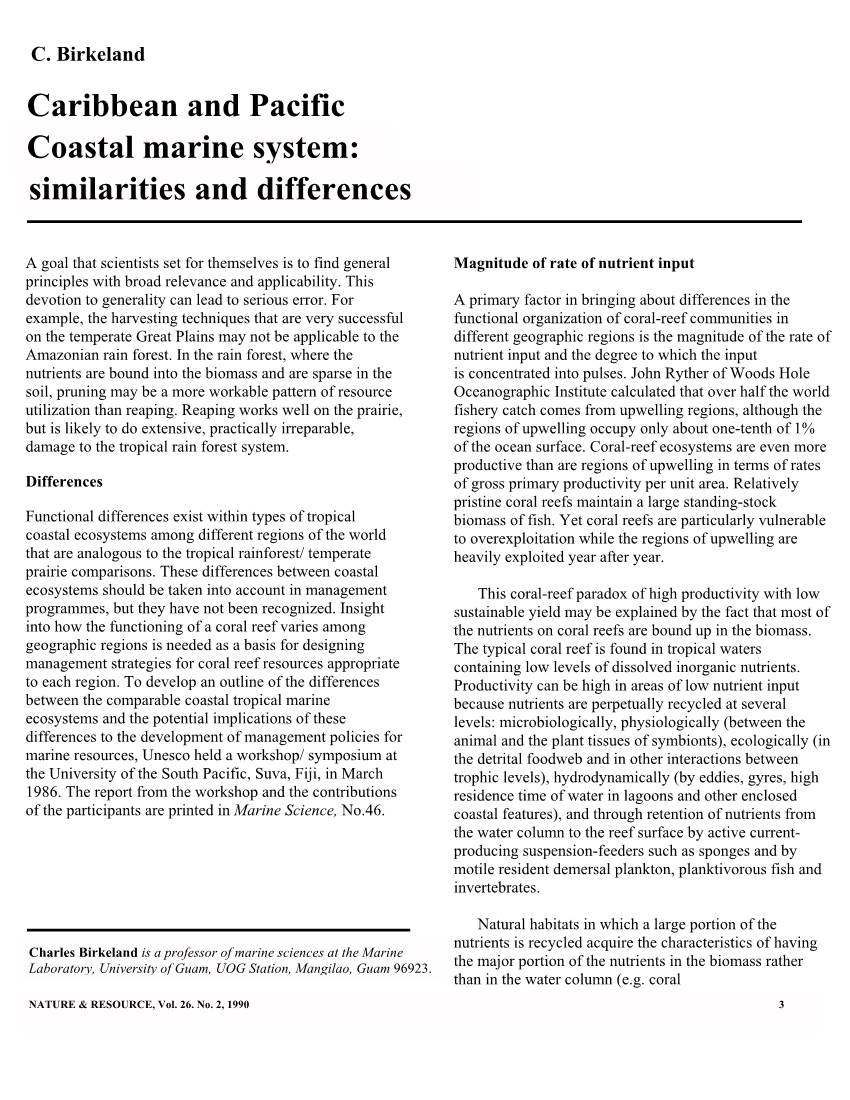Caribbean and Pacific Coastal Marine System