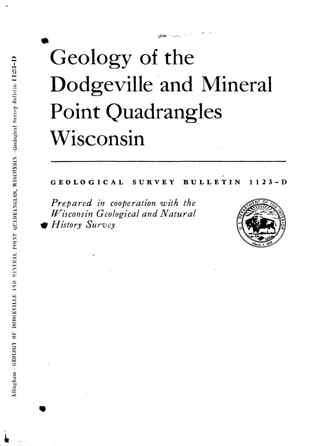 Geology of the Dodgeville and Mineral Point Quadrangles Wisconsin