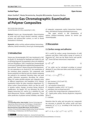 Inverse Gas Chromatographic Examination of Polymer Composites