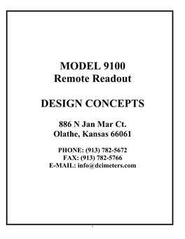 MODEL 9100 Remote Readout DESIGN CONCEPTS