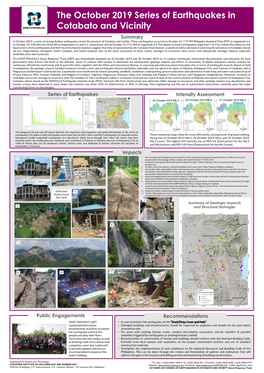 Summary Recommendations Public Engagements Intensity Assessment Series of Earthquakes Impacts