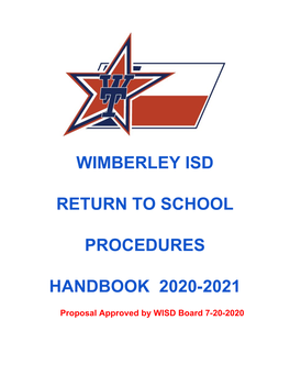 Wimberley Isd Return to School Procedures Handbook 2020-2021