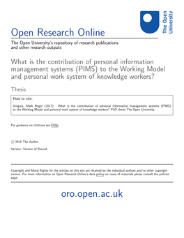 What Is the Contribution of Personal Information Management Systems (PIMS) to the Working Model and Personal Work System of Knowledge Workers?