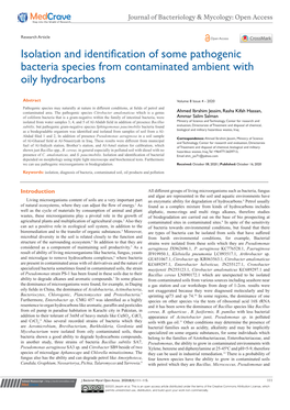 Isolation and Identification of Some Pathogenic Bacteria Species from Contaminated Ambient with Oily Hydrocarbons