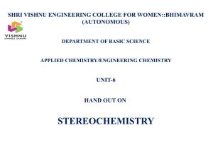 Stereochemistry Stereo Chemistry